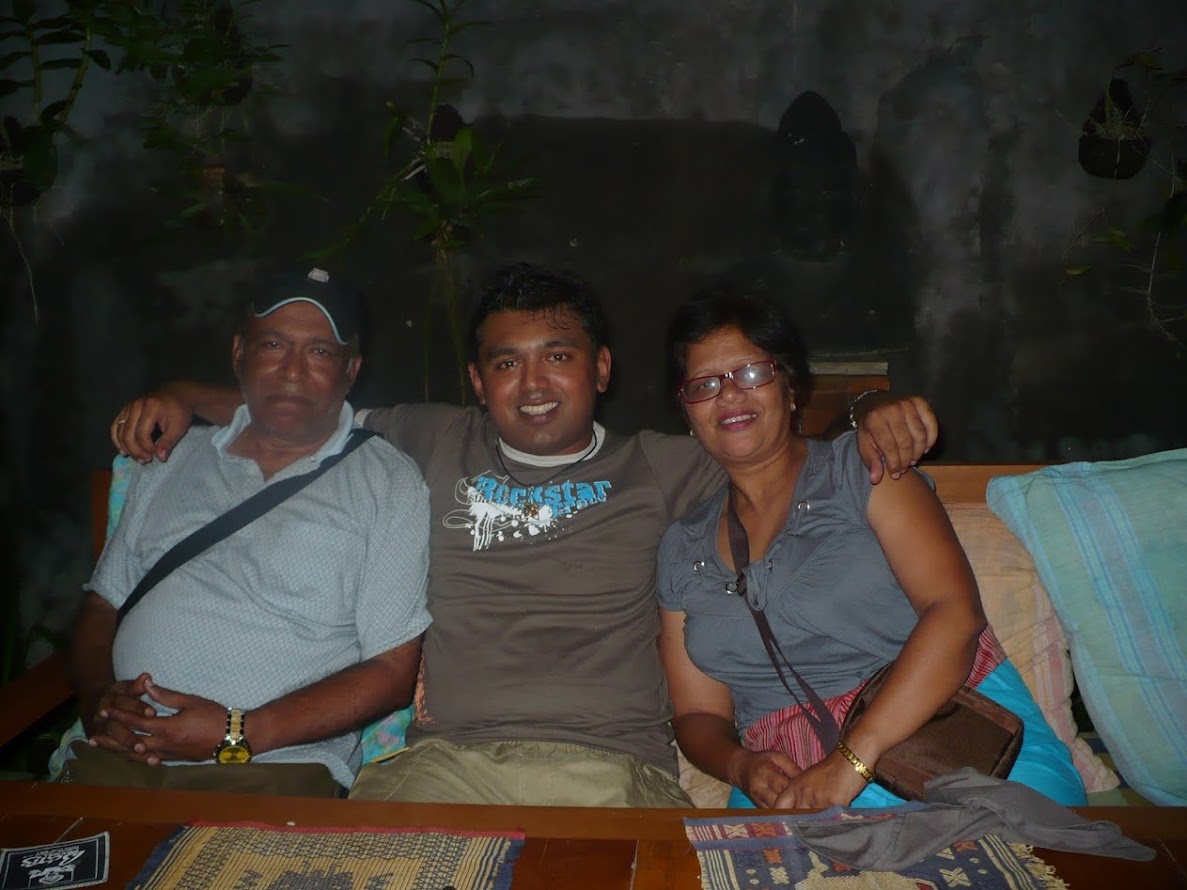 Ranjiv, Ma, and Pa during the holidays