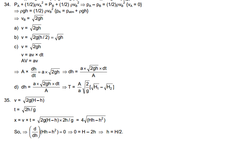 Fluid Mechanics HC Verma Part 1 Concepts of Physics Solutions