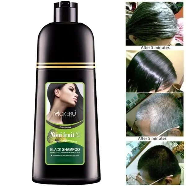 Ultra-Fast Black Magic: Organic Noni Plant 5-Minute Hair Color Dye Shampoo