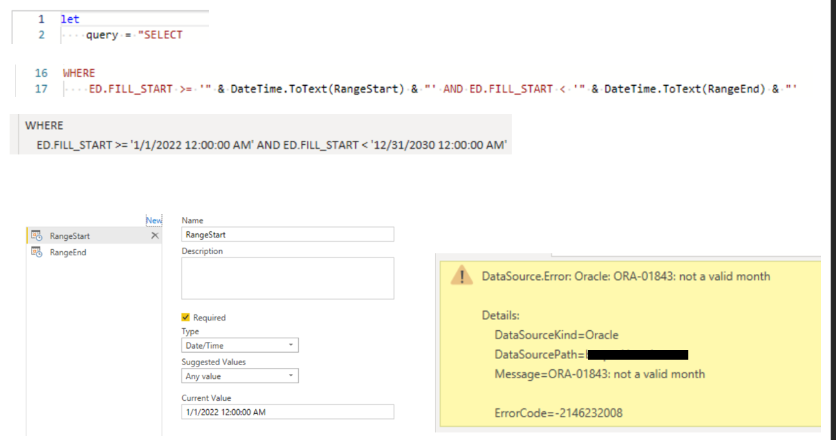 Using date variable in Power BI in sql query - Oracle Forums