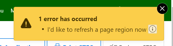 Refresh region when process fails - Oracle Forums