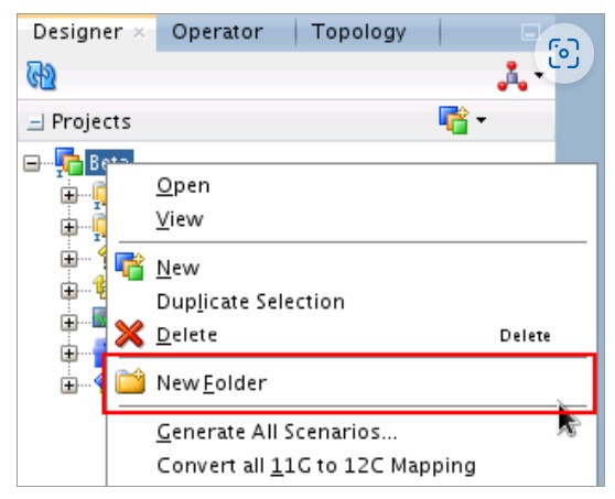 Missing New Folder and New Package options - Oracle Forums