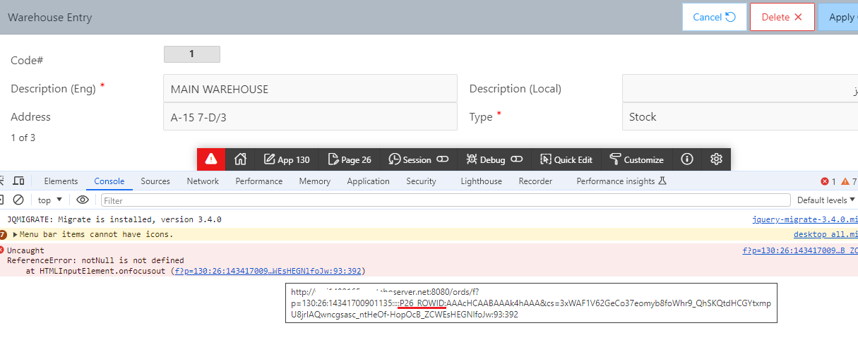 Apex 23.1: Uncaught ReferenceError: notNull is not defined at ...