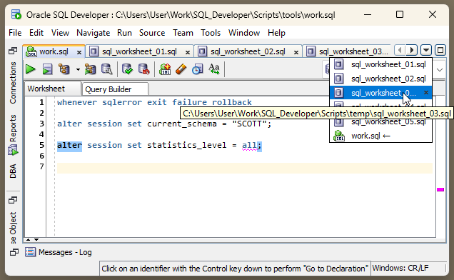 SQL Dev 23.1: repaint issue in the Opened Documents List menu - Oracle ...