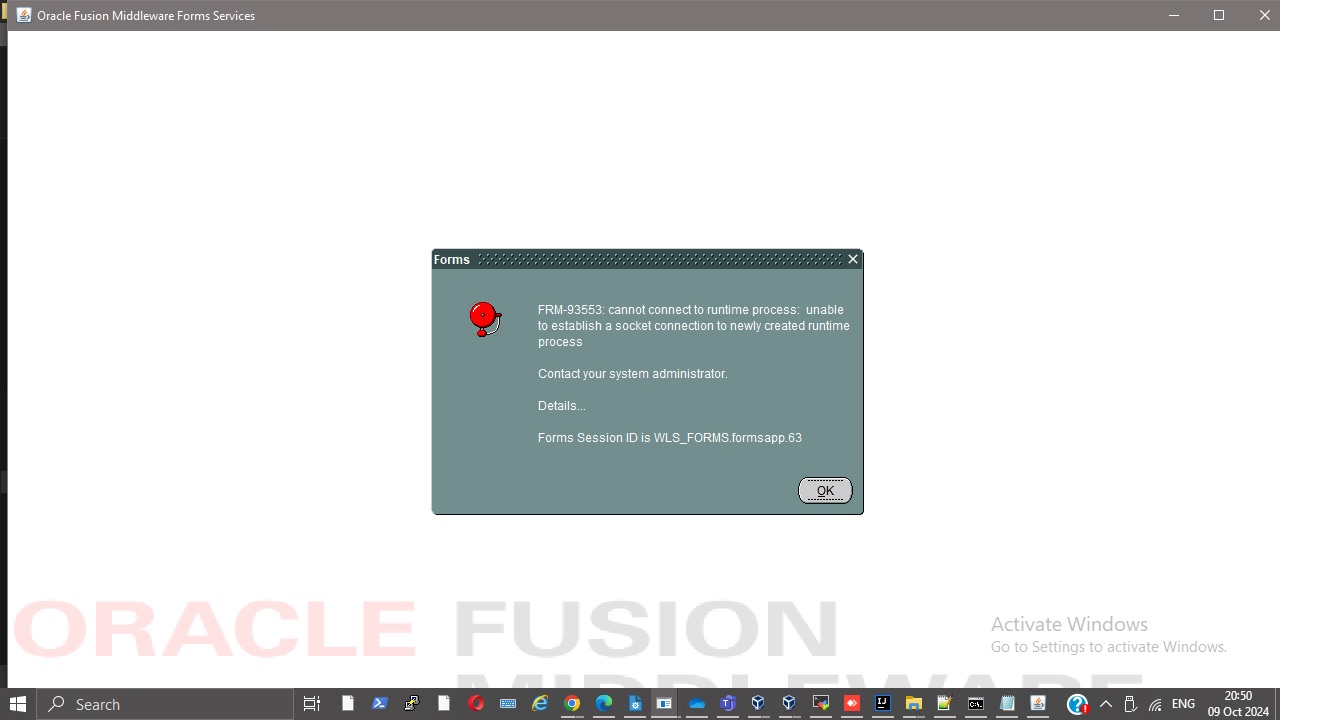 frm-93553 cannot connect runtime process - Oracle Forums