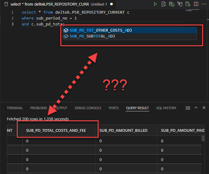 Missing columns from IntelliSense - Oracle Forums