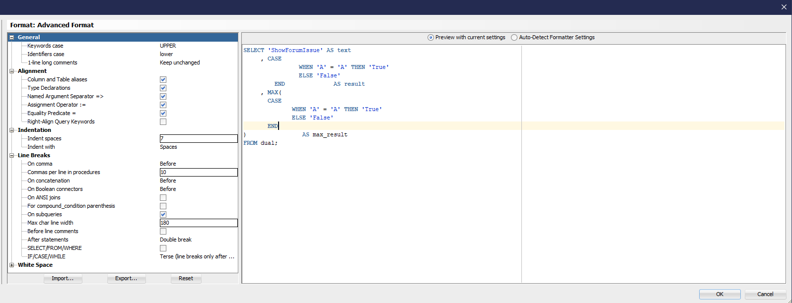 Formatter help oracle forums