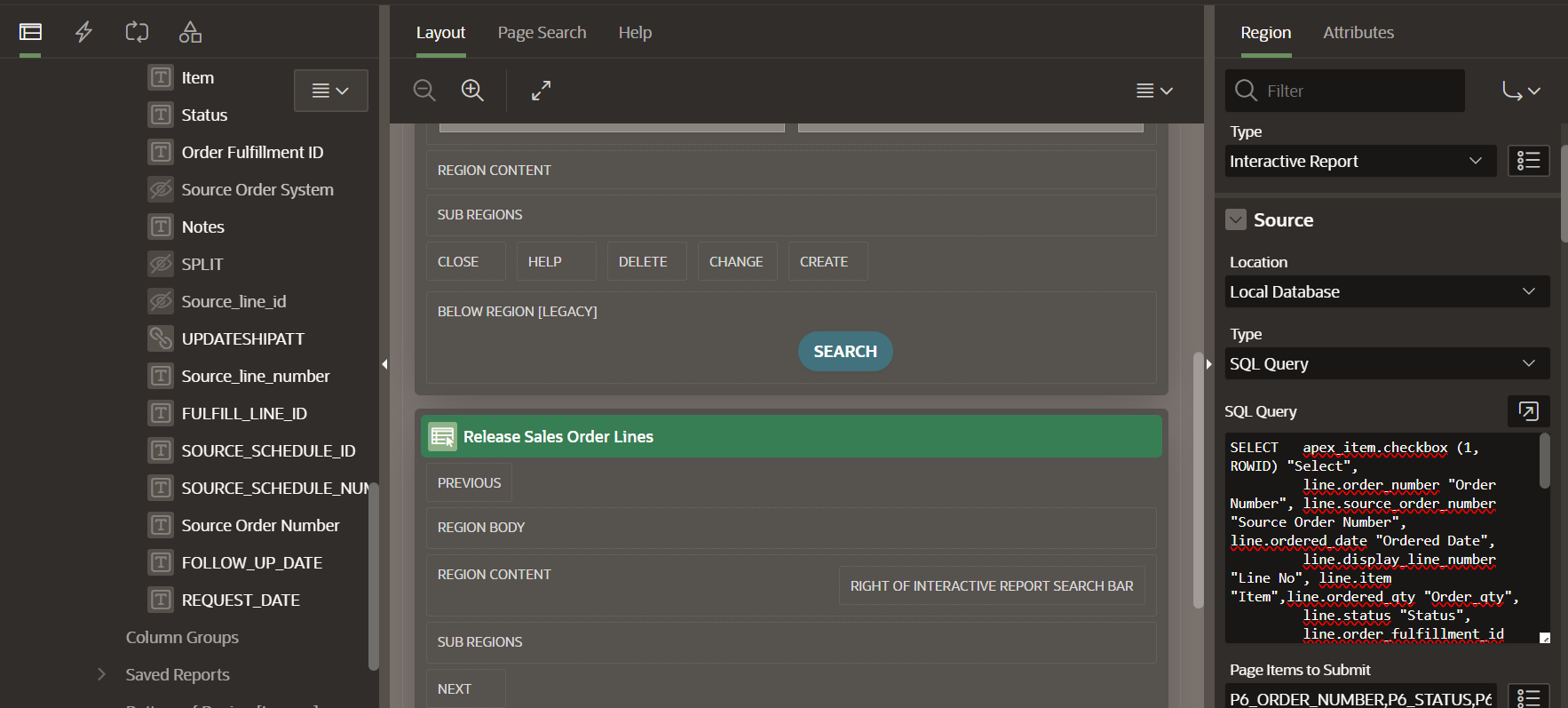 Sub Region does not show new columns added to it. - Oracle Forums
