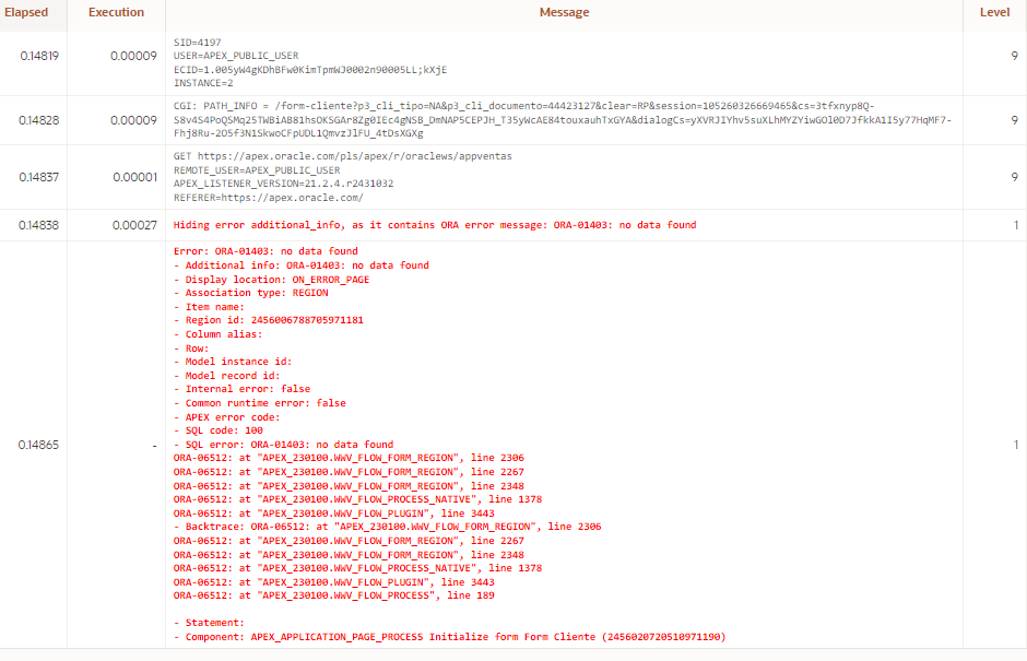 TWO FIELDS PRIMARY KEY ERROR ORA-01403: no data found