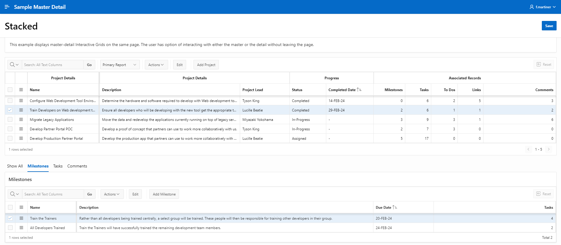 Master- Detail not show record after change report - Oracle Forums