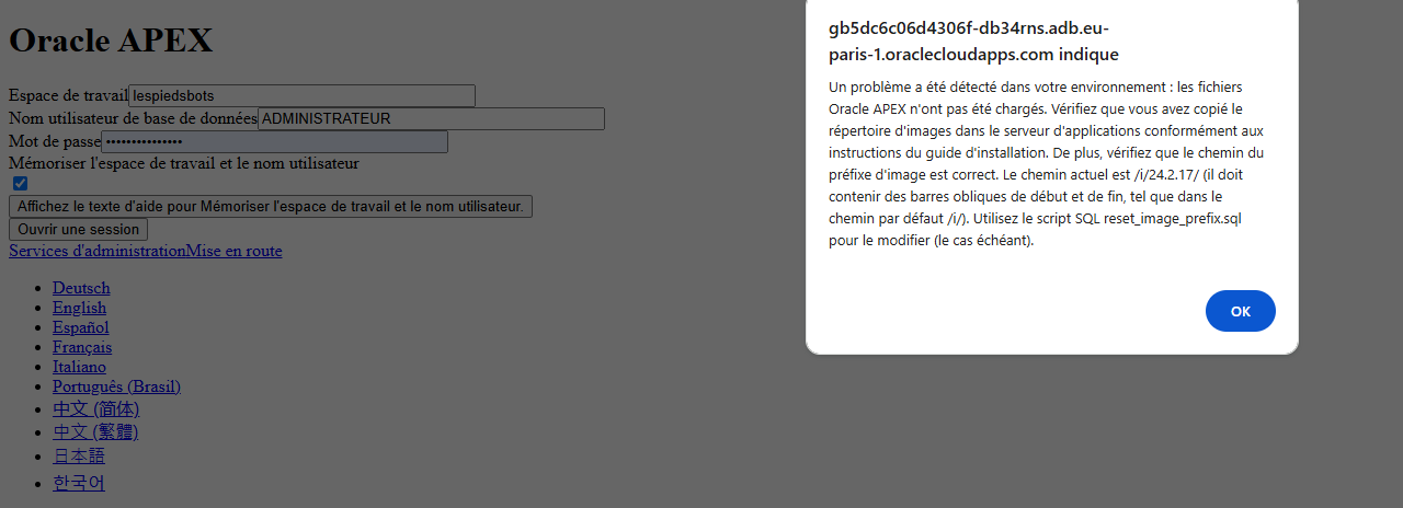 Error when trying to access APEX - Oracle Forums