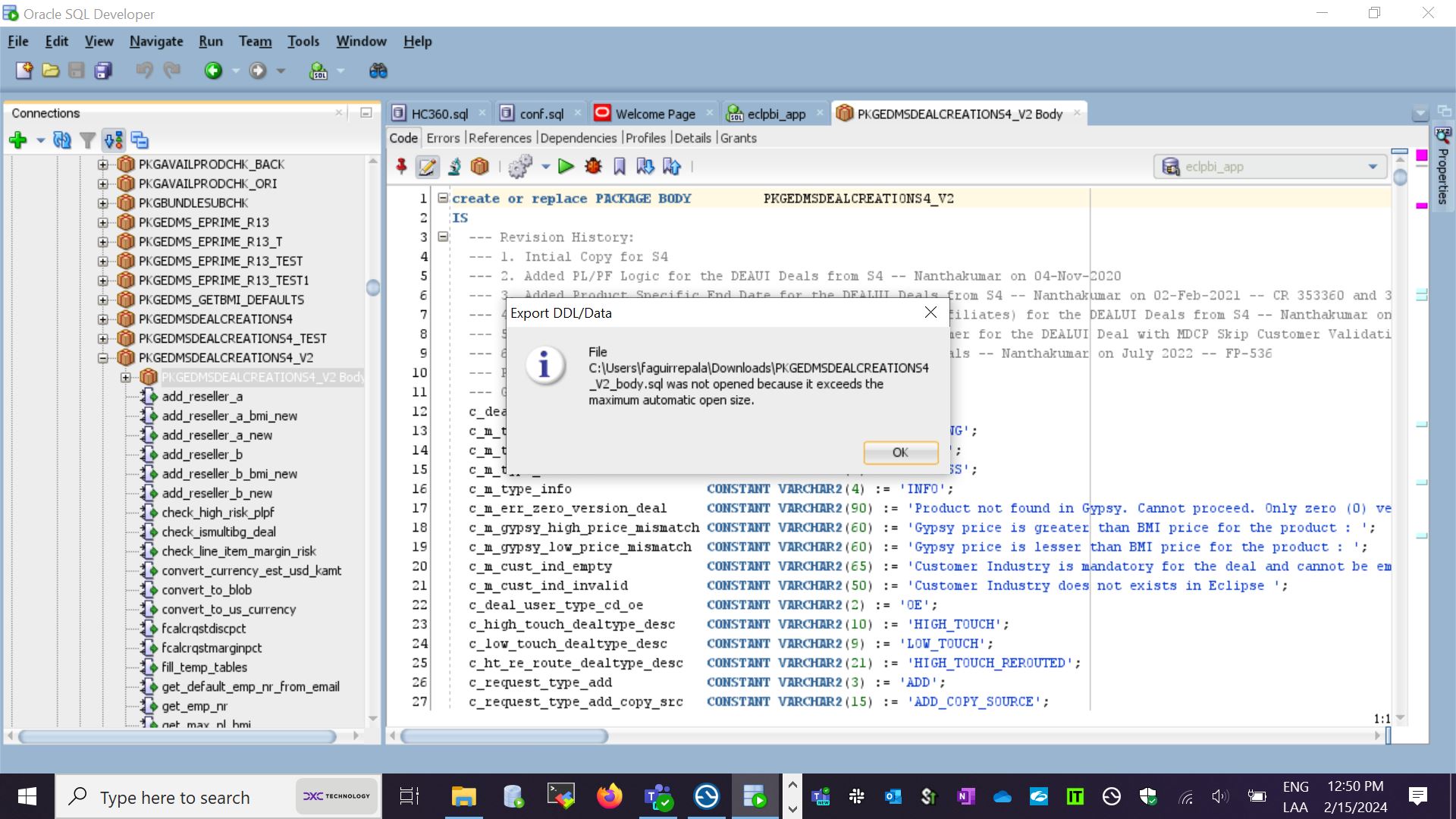 sql was not opened because it exceeds the maximum automatic open size - SQLDeveloper Export DDL Data.JPG