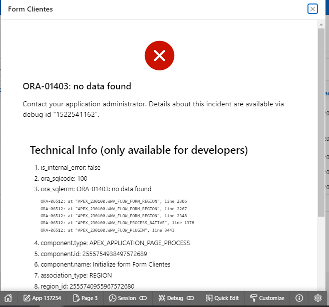 何かあればまずご連絡を　ex3,2 TWO FIELDS PRIMARY KEY ERROR ORA-01403: no data found