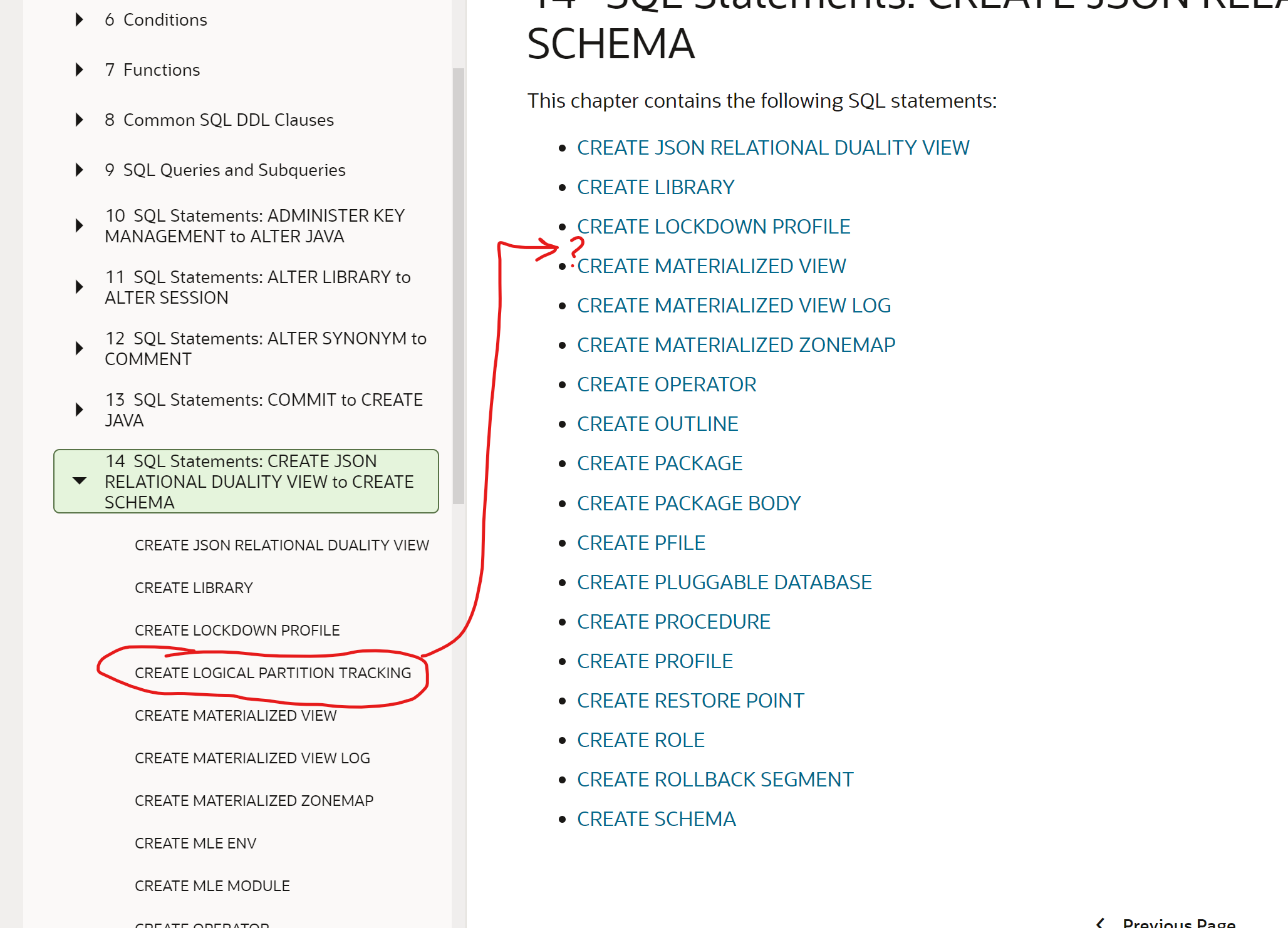 CREATE LOGICAL PARTITION TRACKING missing from SQL Reference - Oracle ...