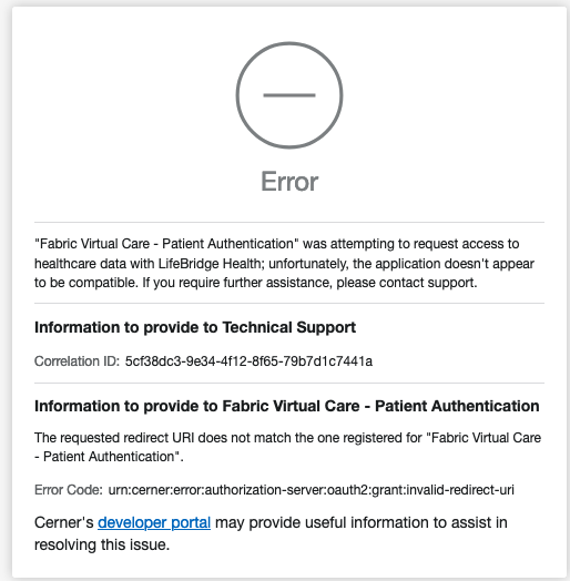 Unable to authorize for patient portal. Error claims redirect_uri not ...