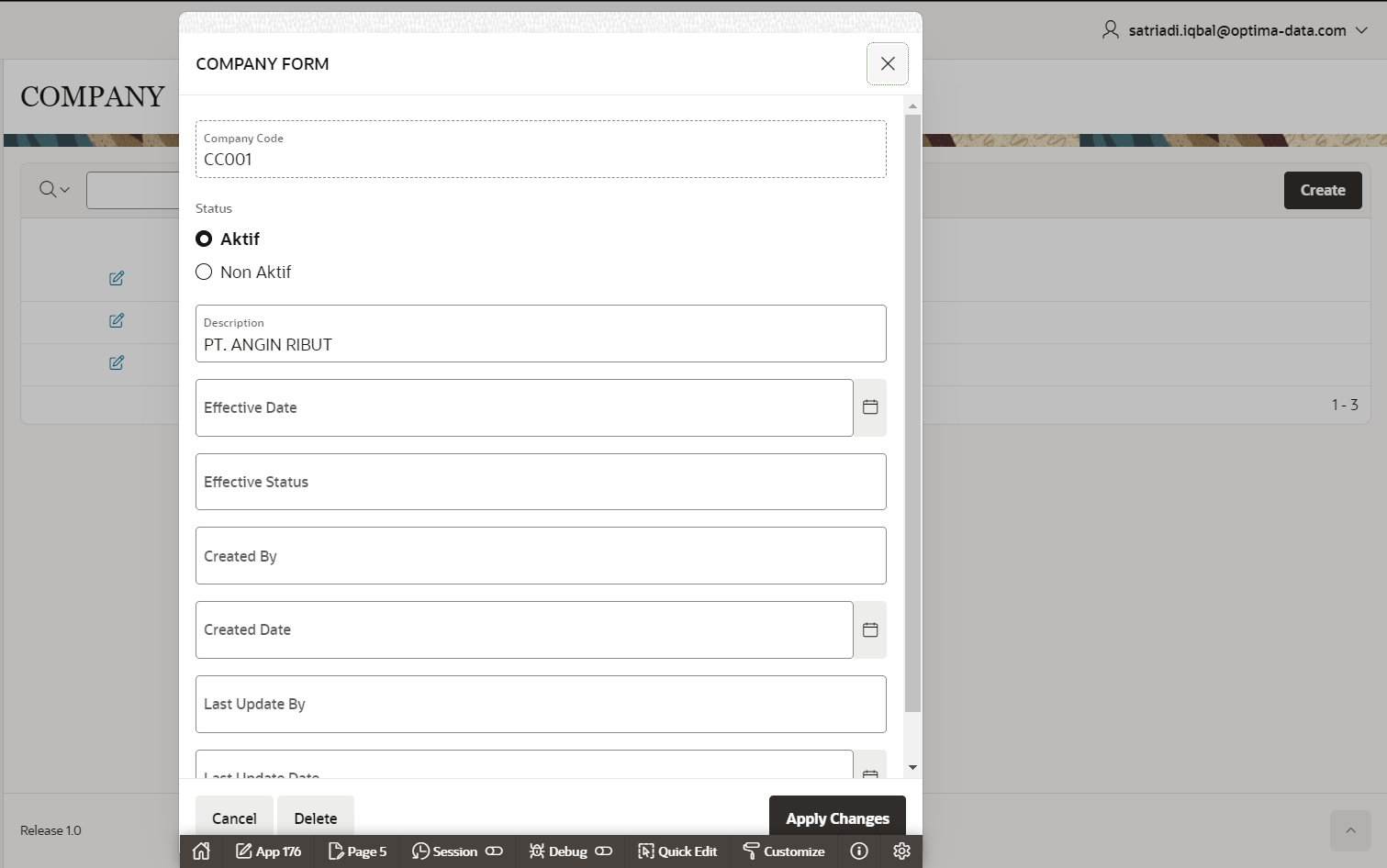 Set the APPLY CHANGES button to create new data with the same data on ...