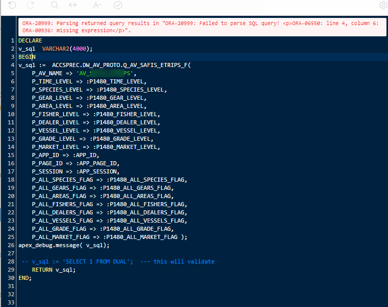 ORA-20999:Failed To Parse SQL Query In APEX IR PL/SQL Function ...