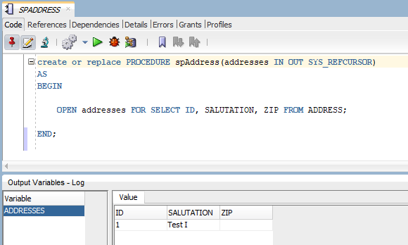 How do I get the rows and columns from a stored procedure to