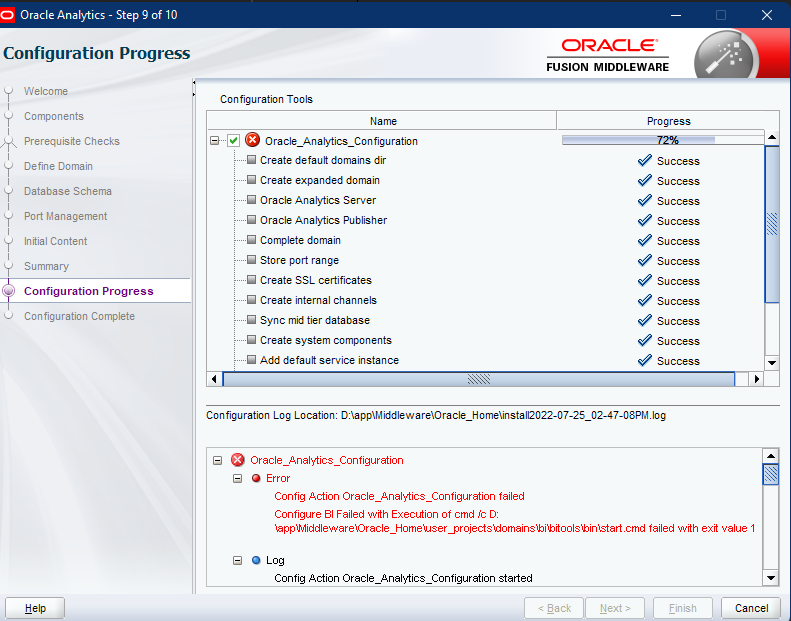 Oracle Analytics Configuration Failed At Starting All Servers. - Oracle ...